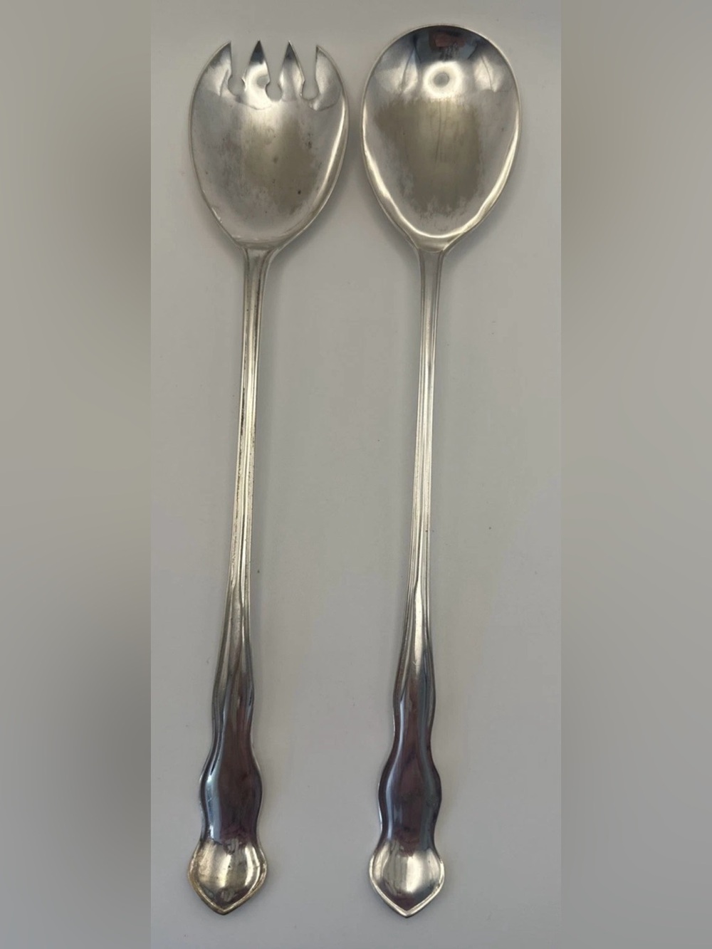 Sheffield Silver Plated Serving Salad Hostess Set Spoon & Fork MCM 9" England